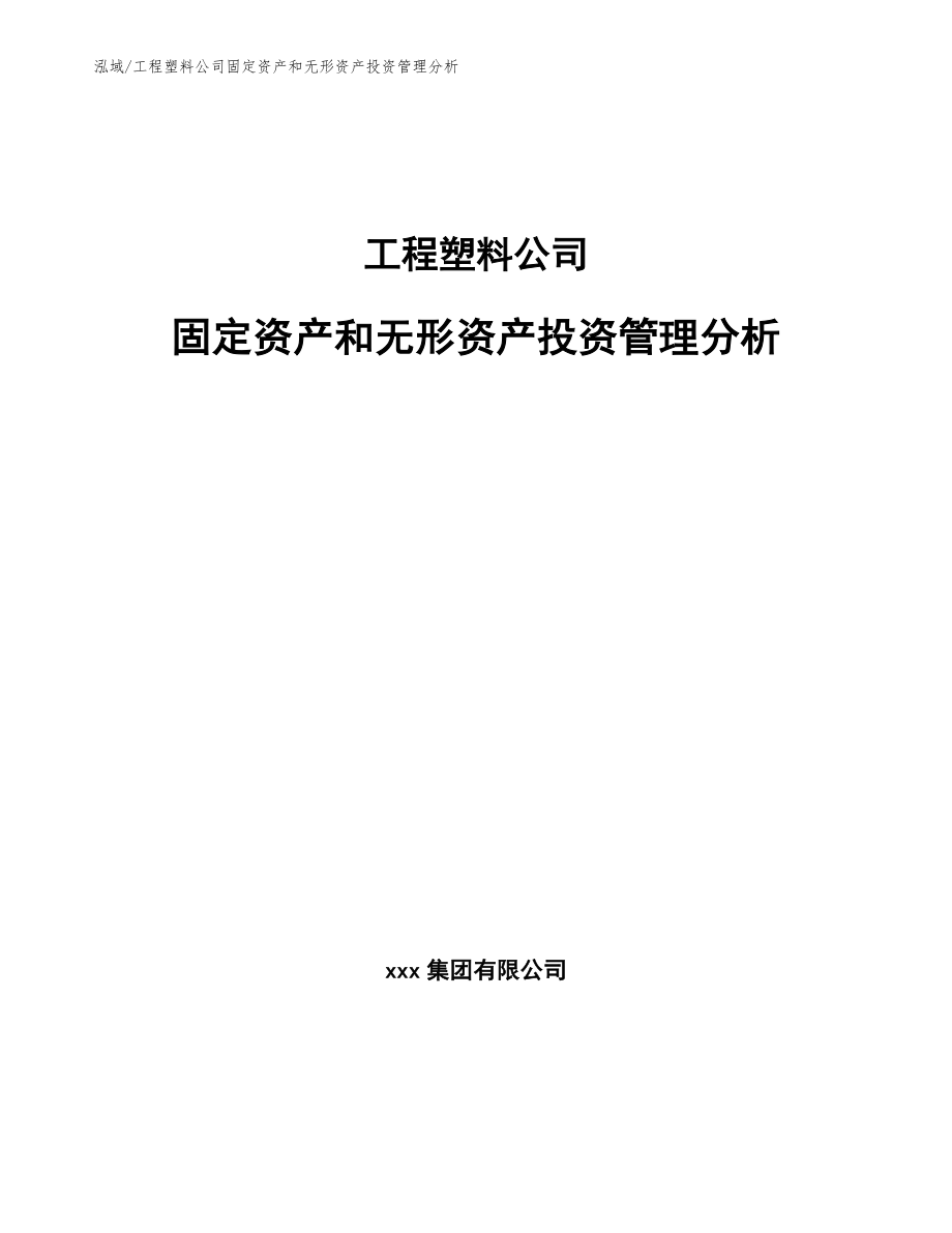 工程塑料公司固定资产和无形资产投资管理分析_第1页