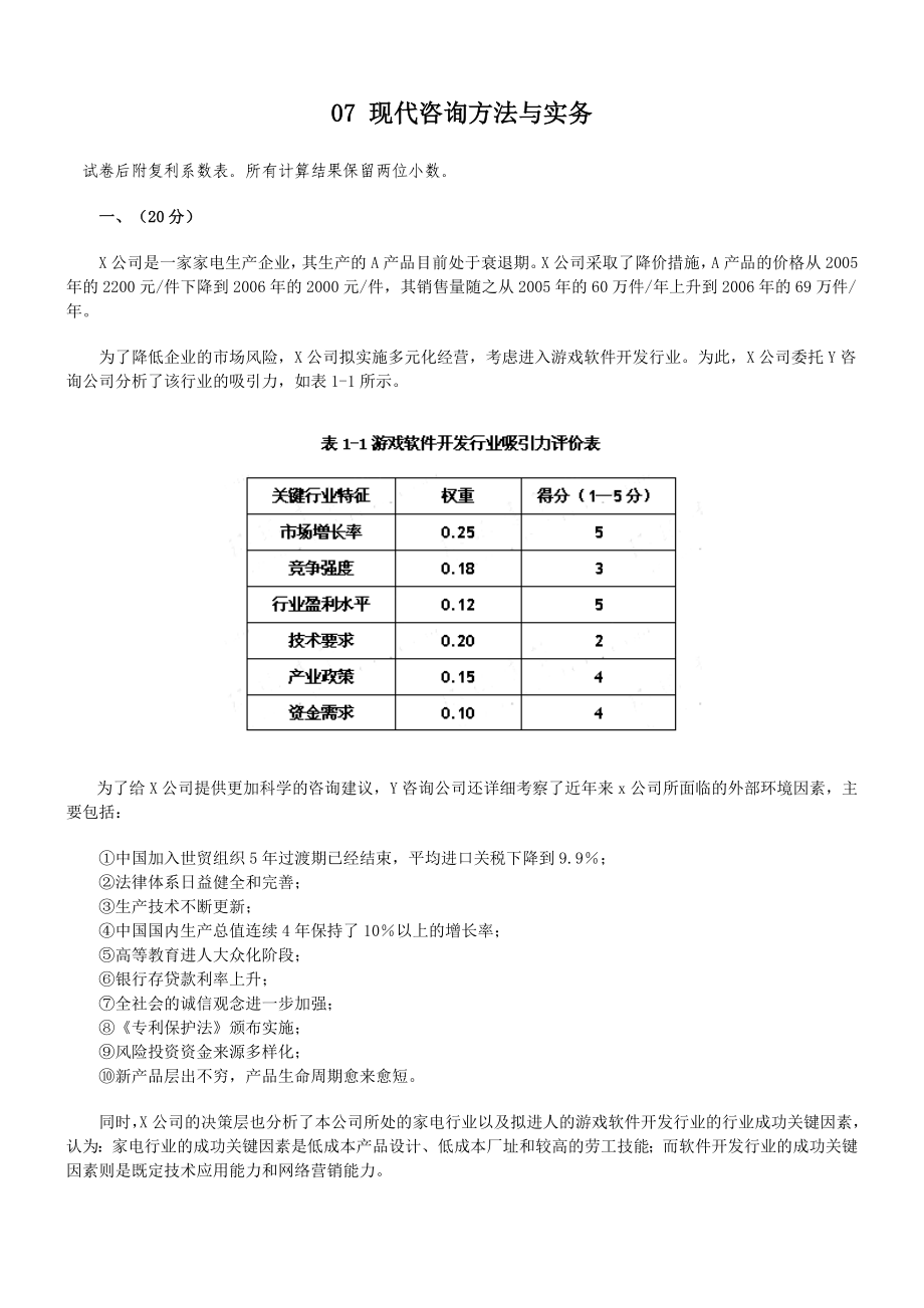 咨询工程师考试现代咨询方法与实务真题_第1页