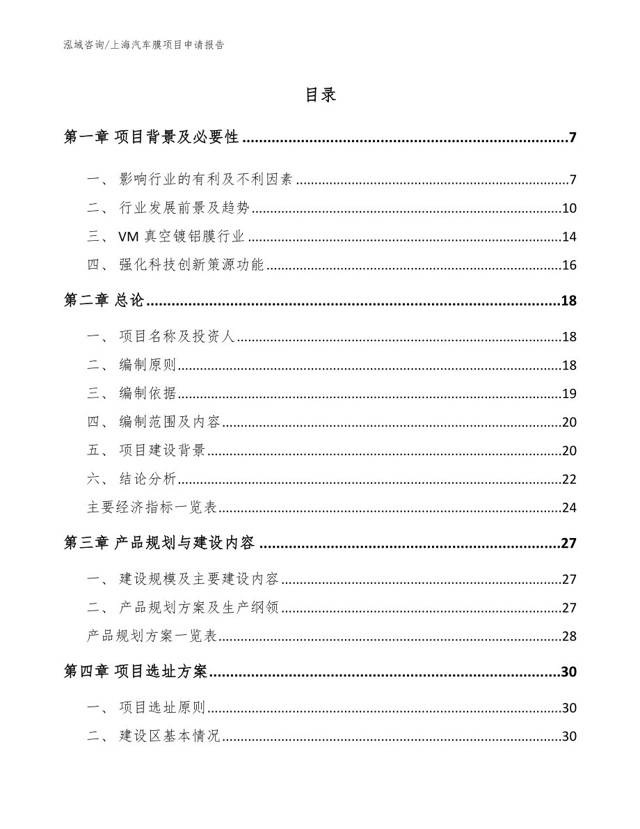 上海汽车膜项目申请报告_第1页