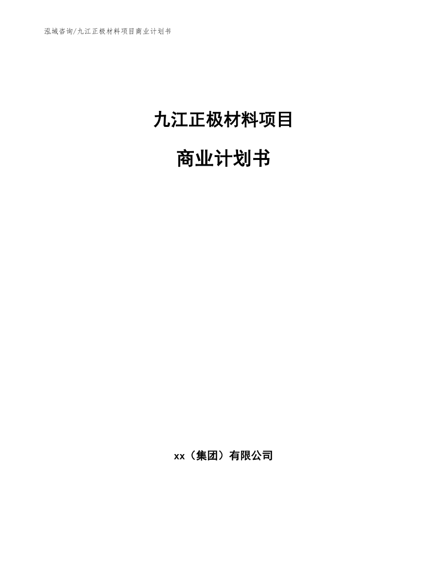 九江正极材料项目商业计划书_第1页