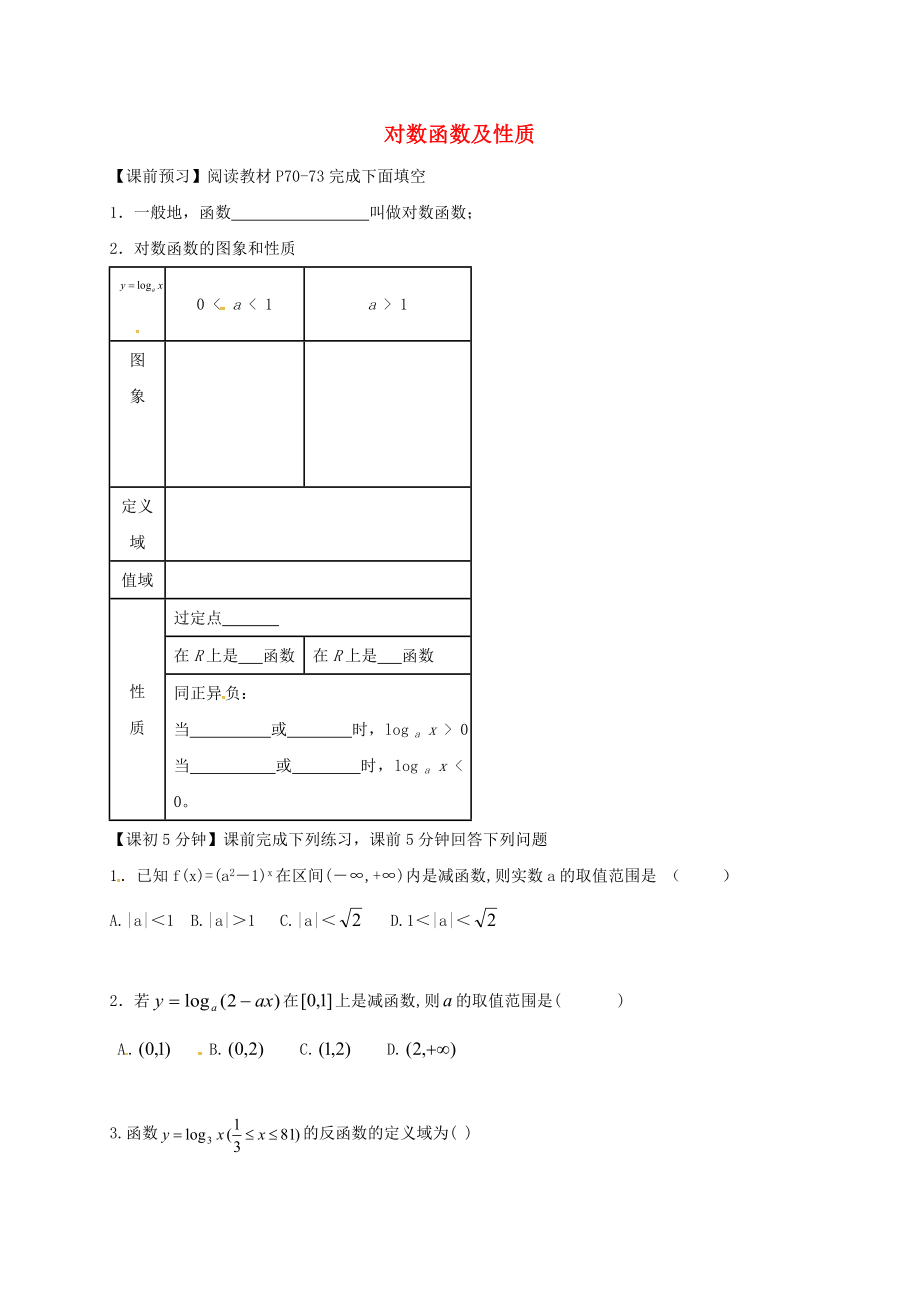 江苏省建湖县高中数学第二章基本初等函数2.2对数函数复习导学案无答案苏教版必修1通用_第1页