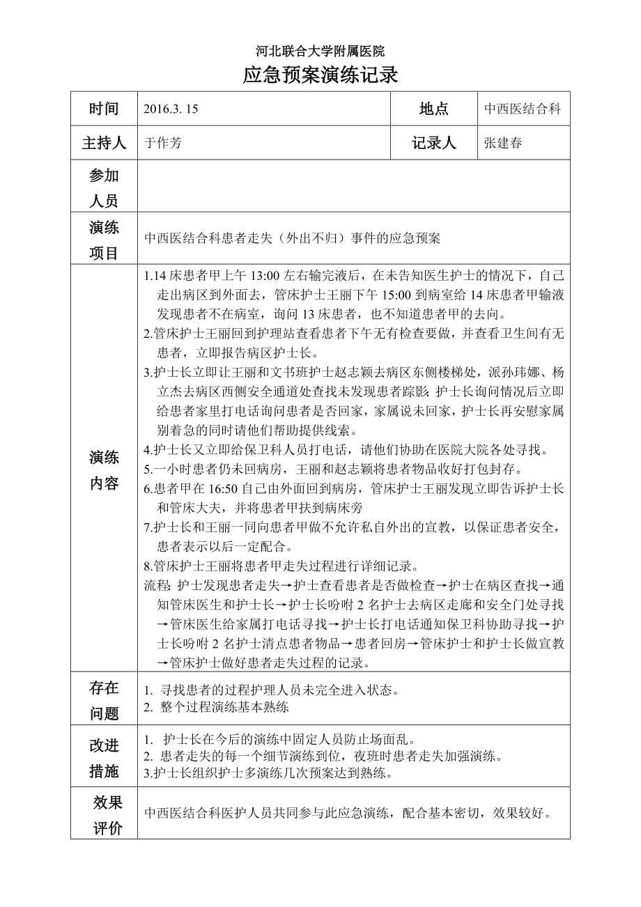 住院患者走失应急预案及程序_第1页