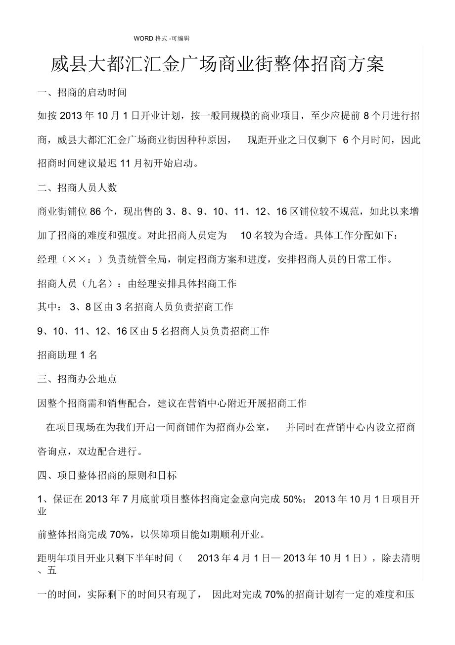 商业街整体招商方案说明_第1页