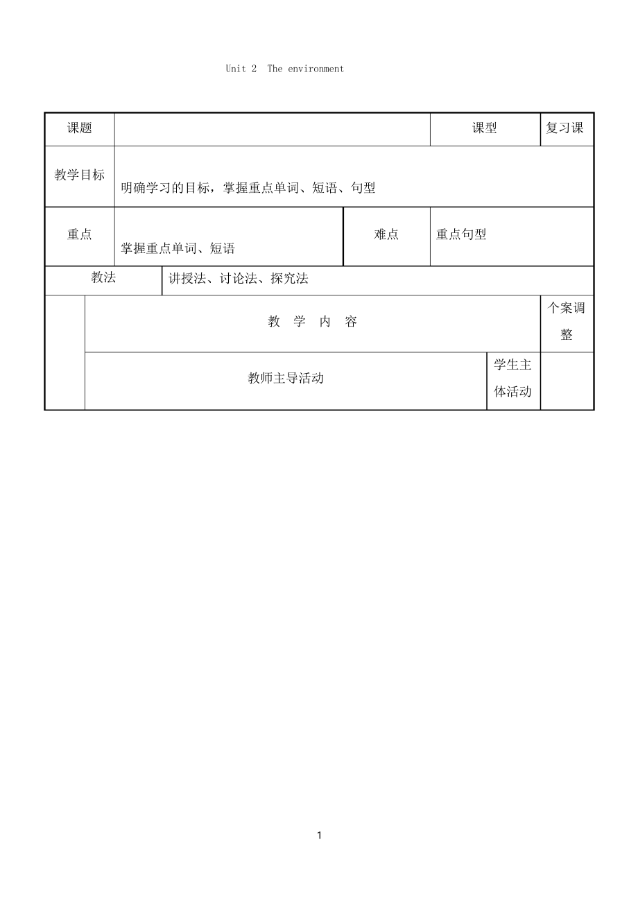 牛津譯林版高中英語必修五unit 2《the environment》第2課時(shí)教案_第1頁