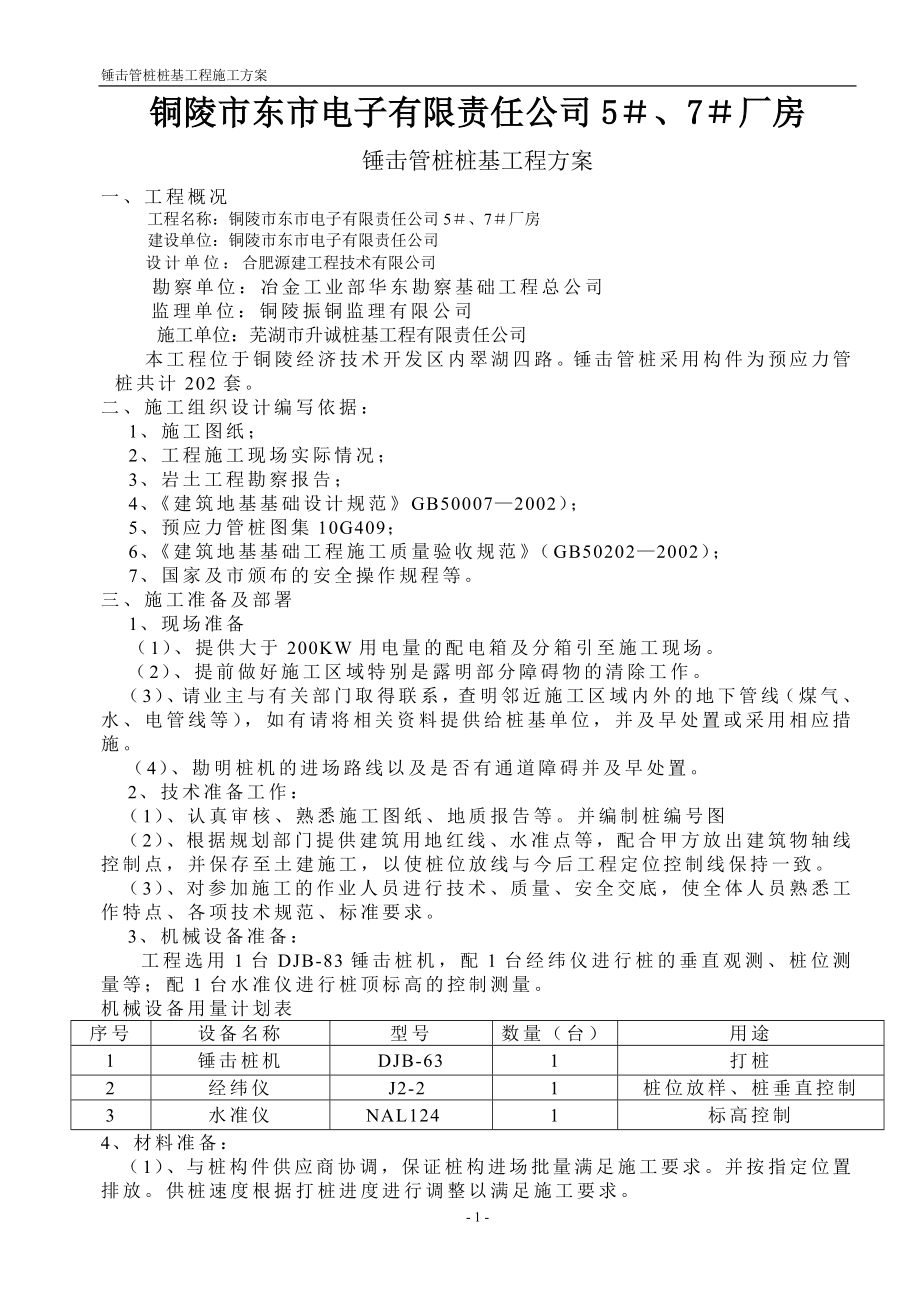 鸠兹家苑(锤击)施工方案_第1页