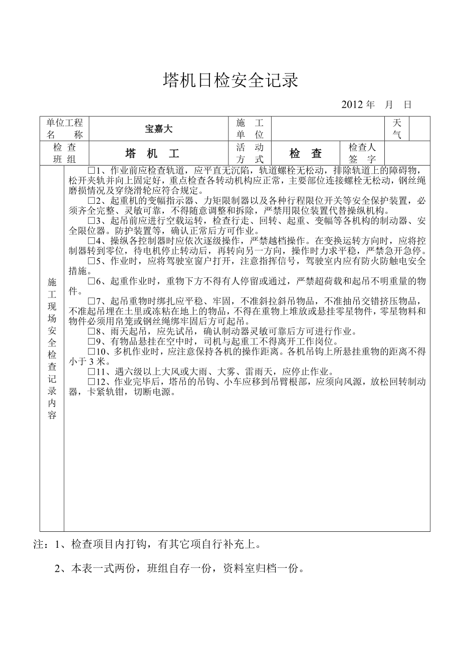 班前安全活動技術(shù)交底記錄_第1頁