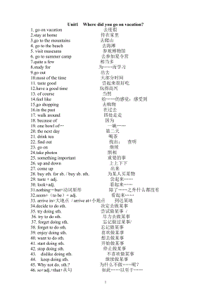 八年級(jí)英語(yǔ)Unit1Where did you go on vacation