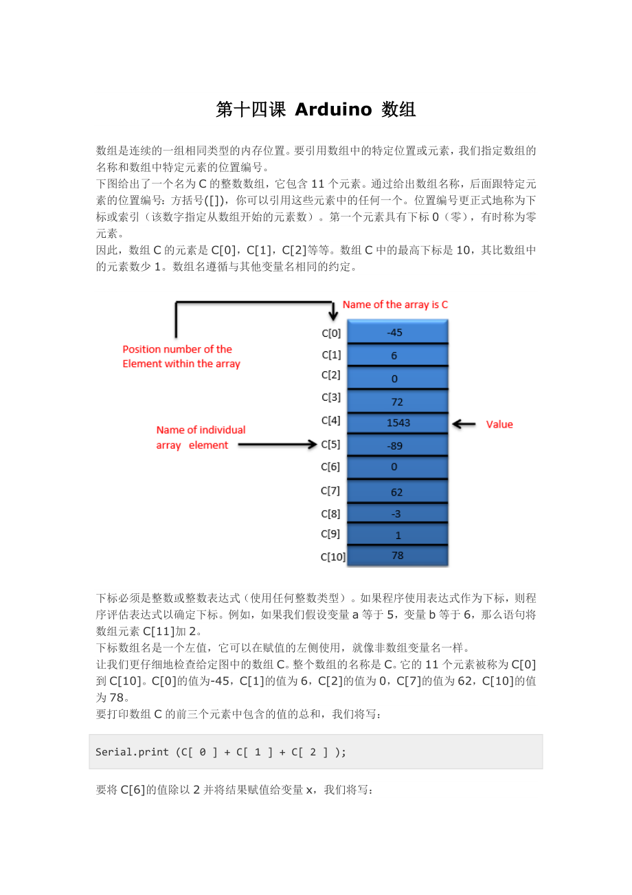 第十四课 Arduino 教程-- Arduino 数组_第1页