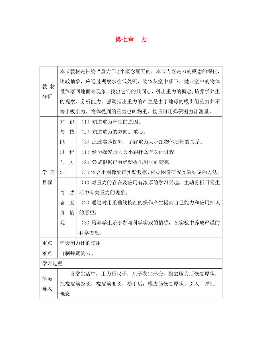 河北省遵化市石门镇义井铺中学八年级物理下册第七章第三节重力导学案无答案新版新人教版_第1页