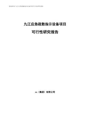 九江应急疏散指示设备项目可行性研究报告