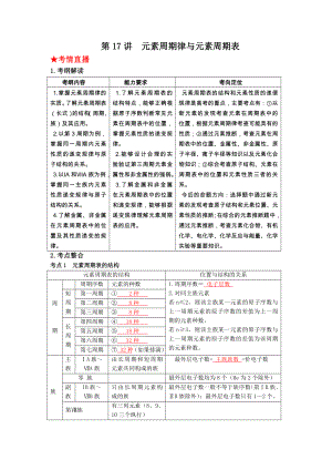 (課標(biāo)版)2010年化學(xué) 第四部分 物質(zhì)結(jié)構(gòu)與元素周期律 第17講 元素周期律與元素周期表