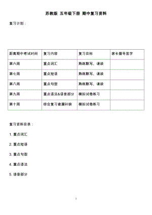 蘇教版五年級下冊 期中復習資料