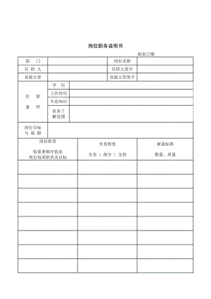 崗位職務(wù)說明書