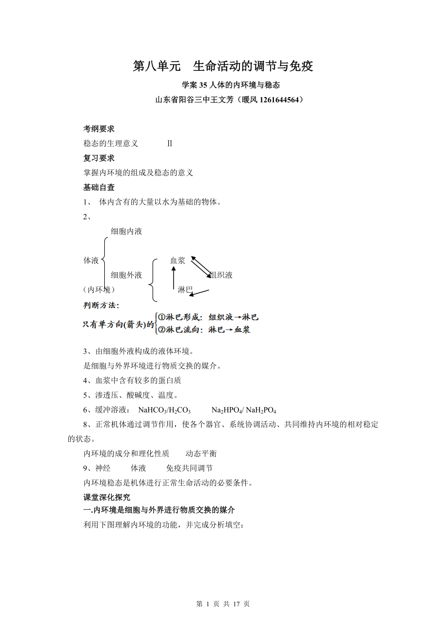 【贏在起點(diǎn)】2013一輪復(fù)習(xí)_學(xué)案35_人體的內(nèi)環(huán)境與穩(wěn)態(tài)_第1頁