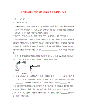江西省丰城市九年级物理上学期期中试题通用