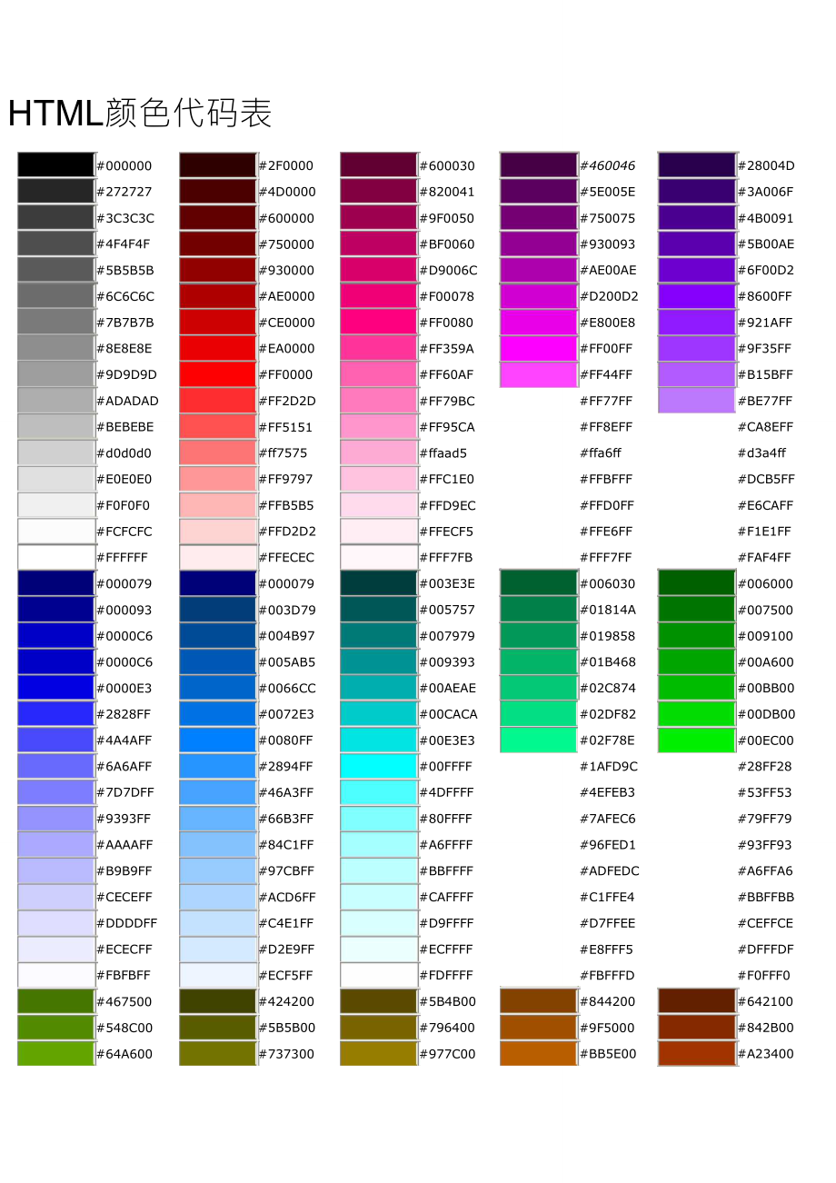 HTML颜色代码表_第1页
