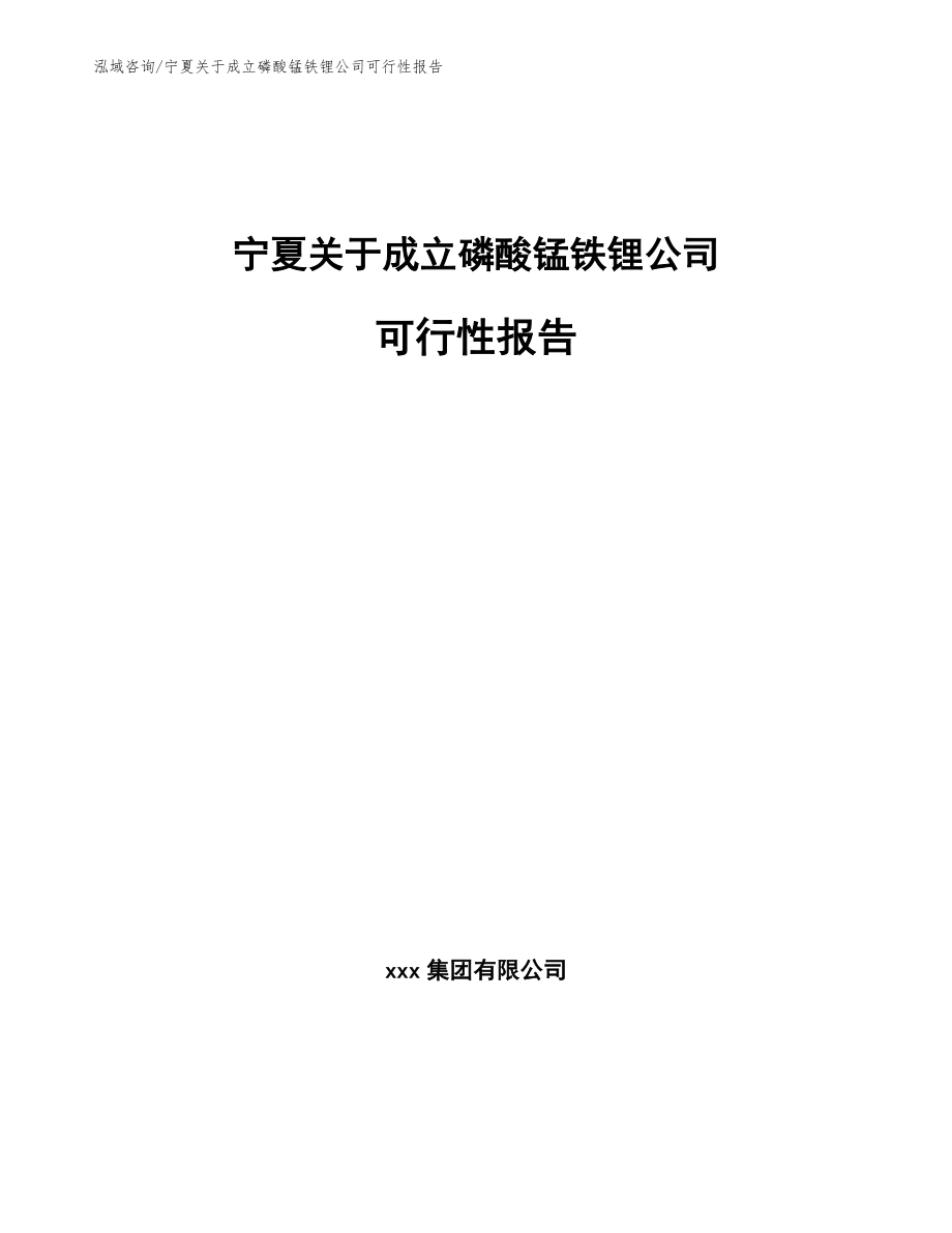 宁夏关于成立磷酸锰铁锂公司可行性报告（模板范文）_第1页