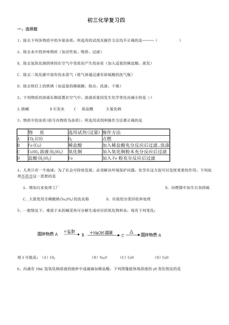 初三化学复习四_第1页