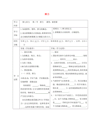 陕西省山阳县八年级物理下册7.2弹力导学案无答案新版新人教版通用