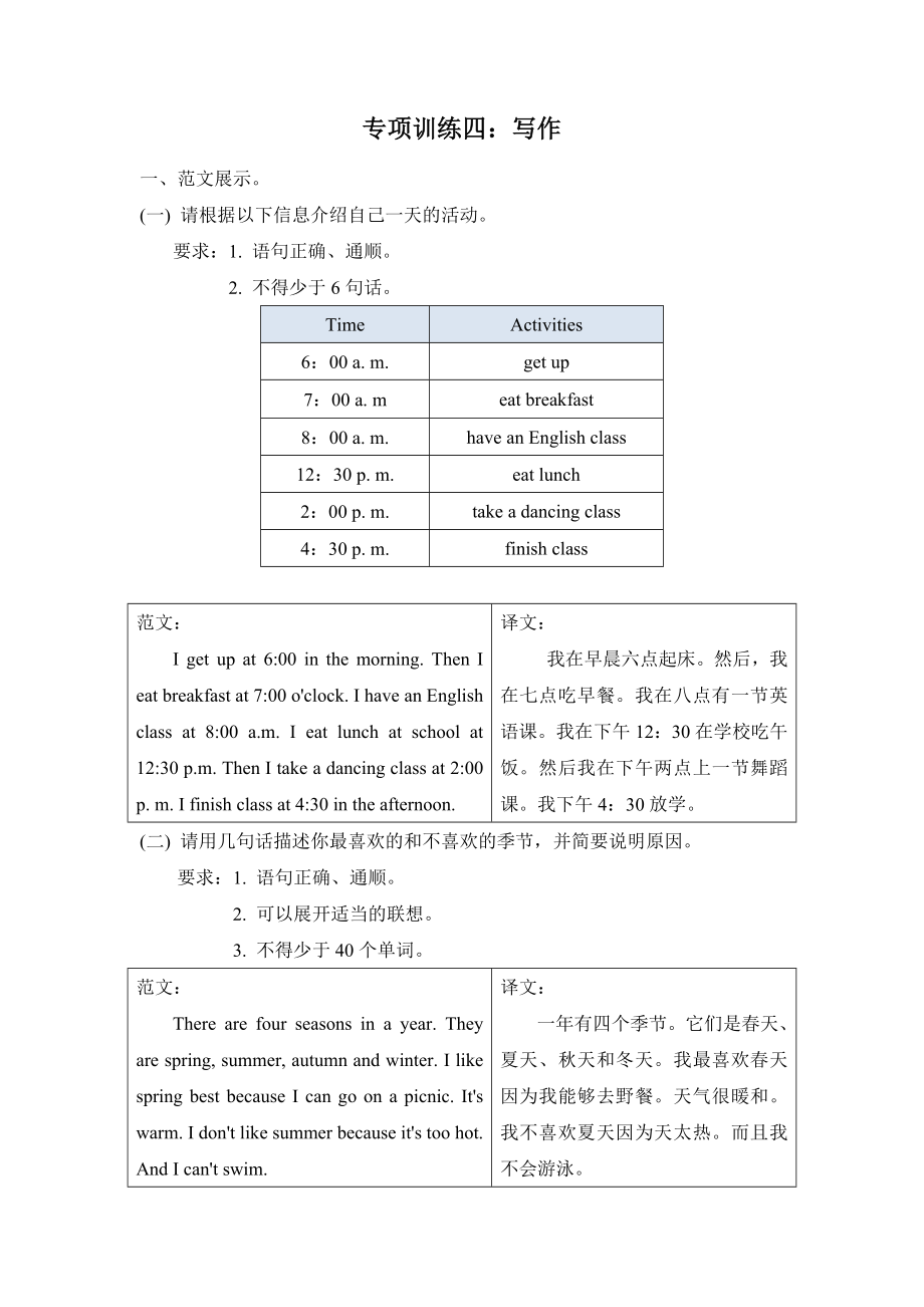 PEP 五年級下冊英語寫作_第1頁