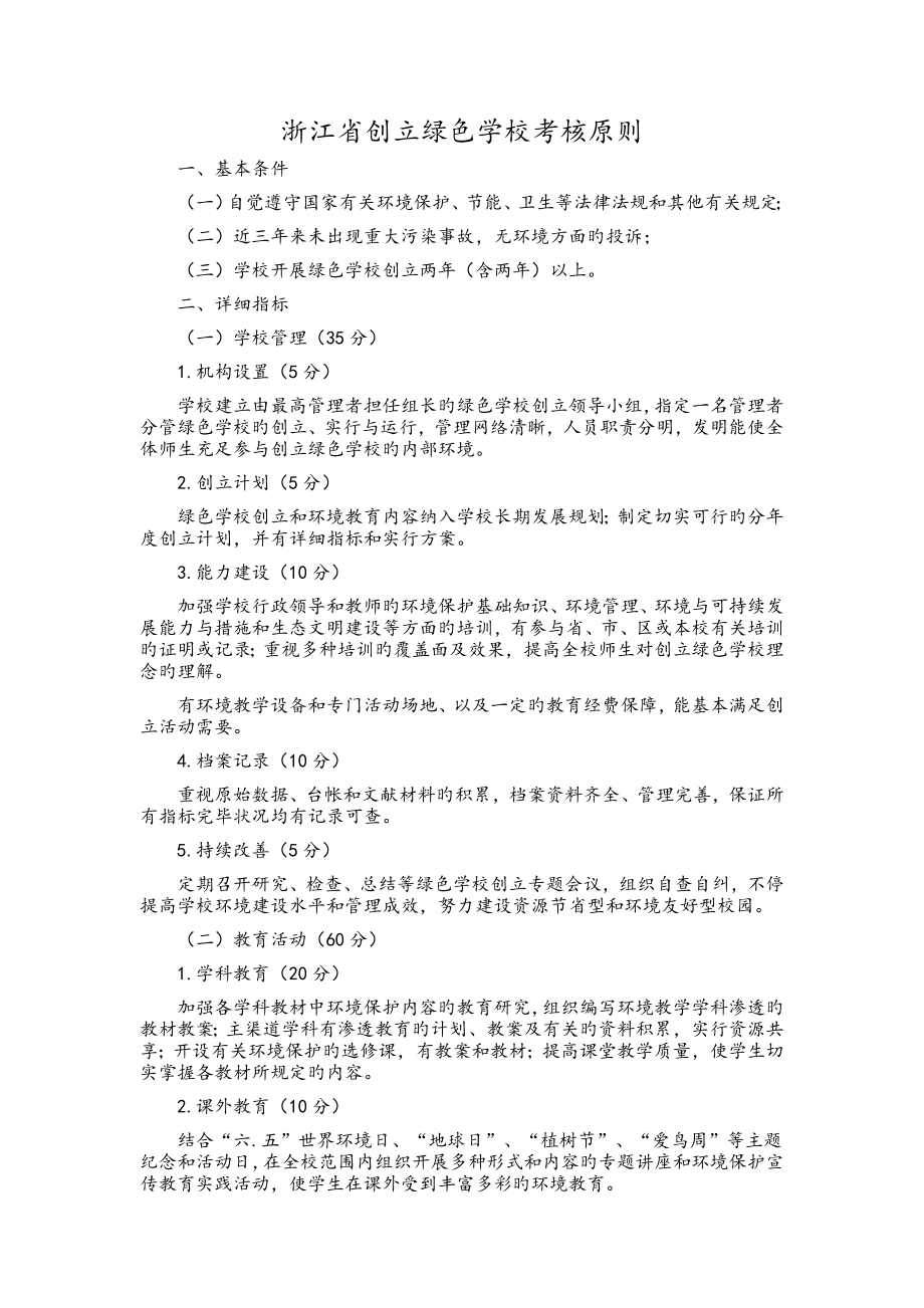 浙江创建绿色学校考核标准_第1页