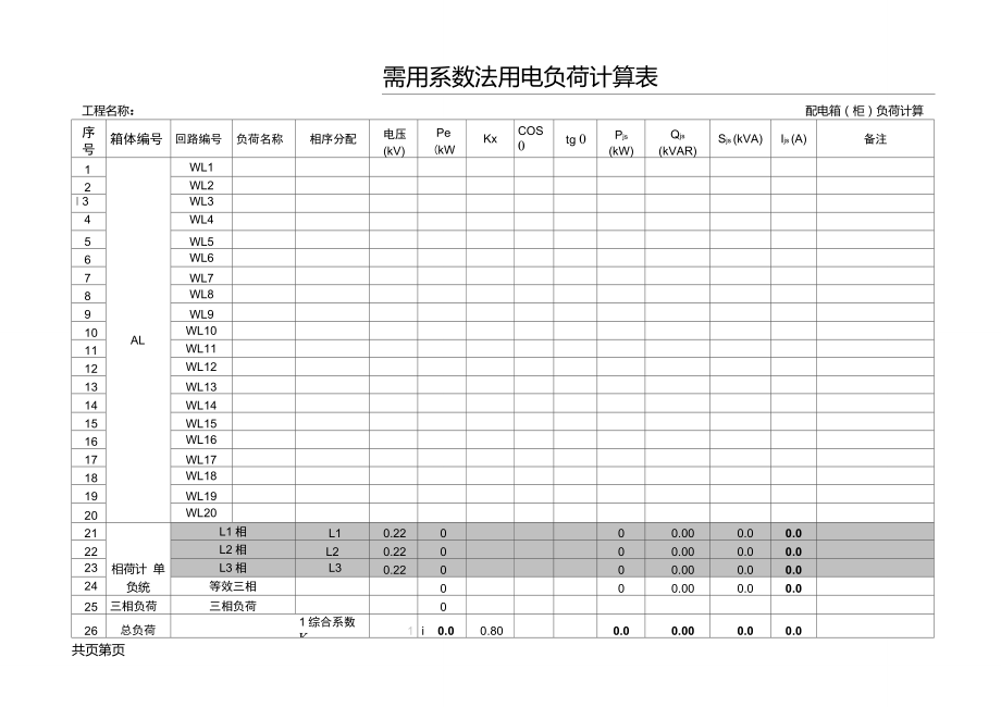 配电箱柜负荷计算_第1页