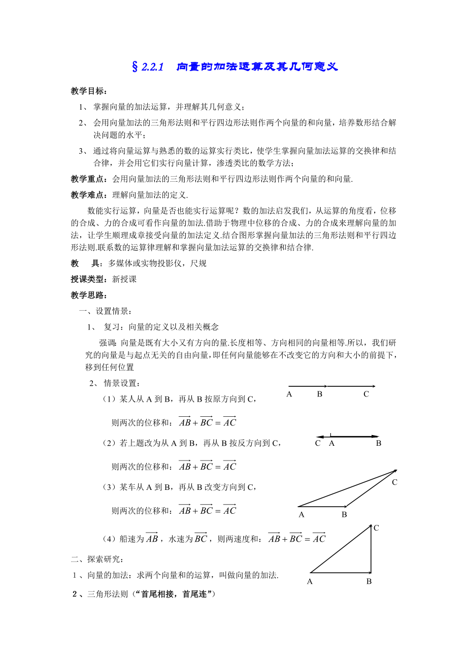 2.2.1向量的加法运算及其几何意义_第1页