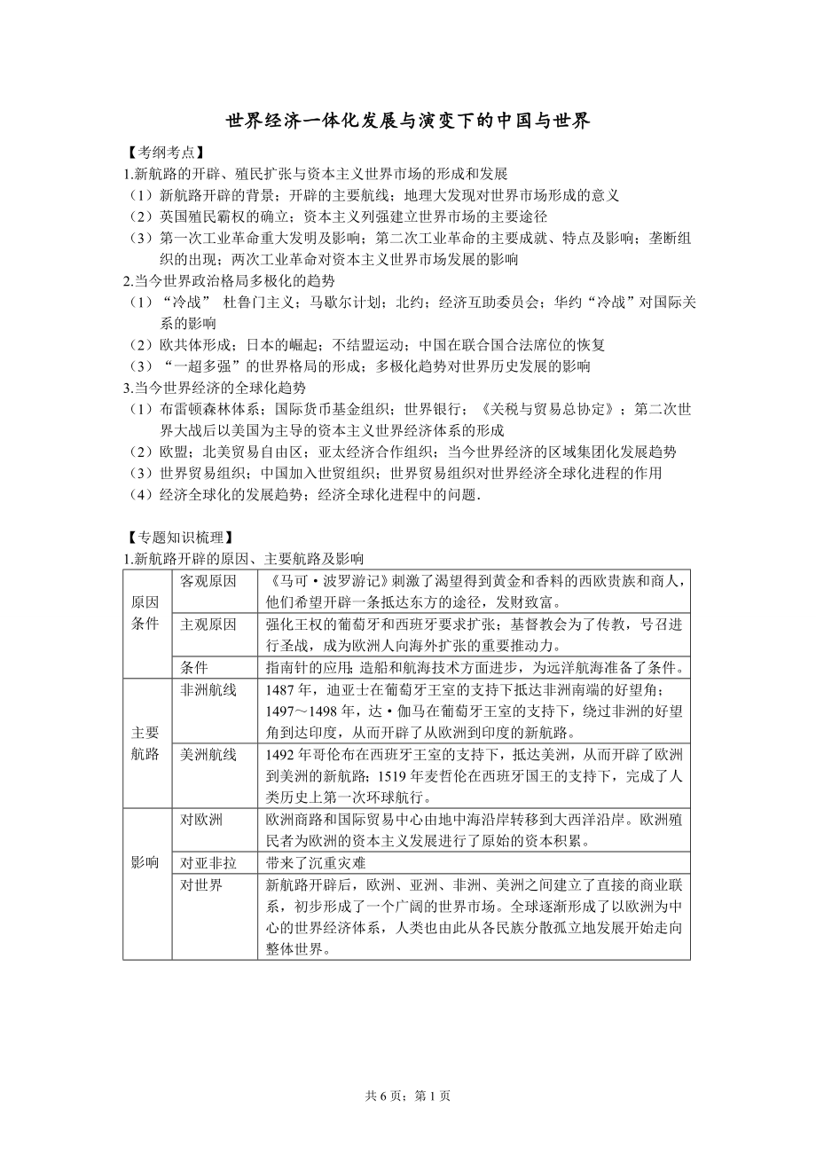 何瀟成 世界經(jīng)濟(jì)一體化發(fā)展與演變下的中國與世界_第1頁