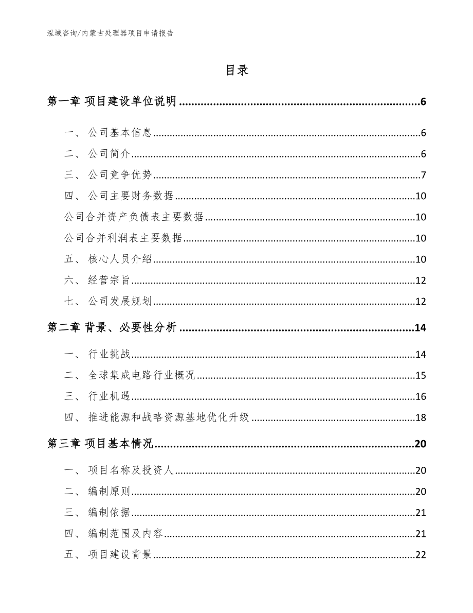 内蒙古处理器项目申请报告【范文模板】_第1页