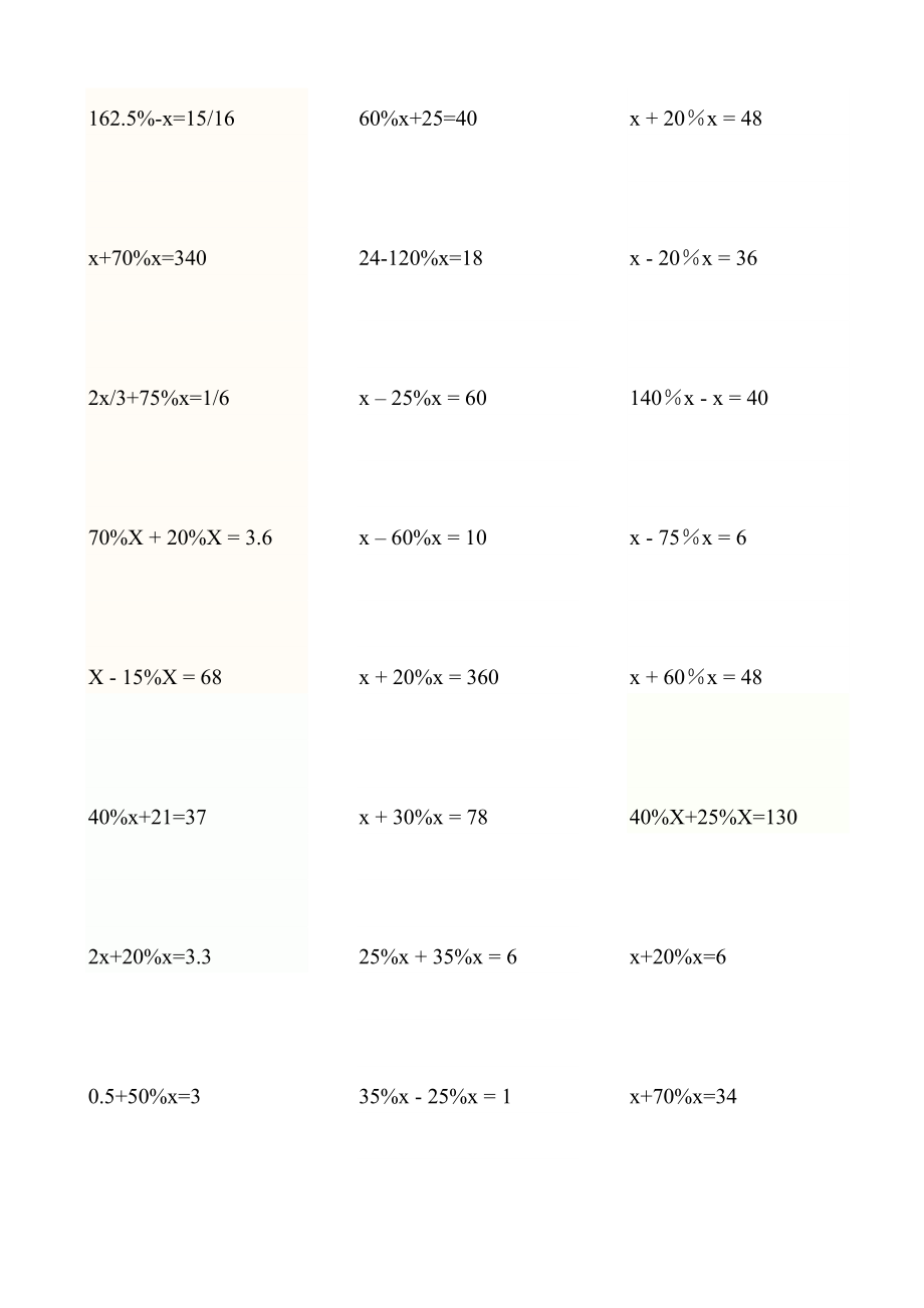 六年级解方程列式计算题(100+道题)_第1页