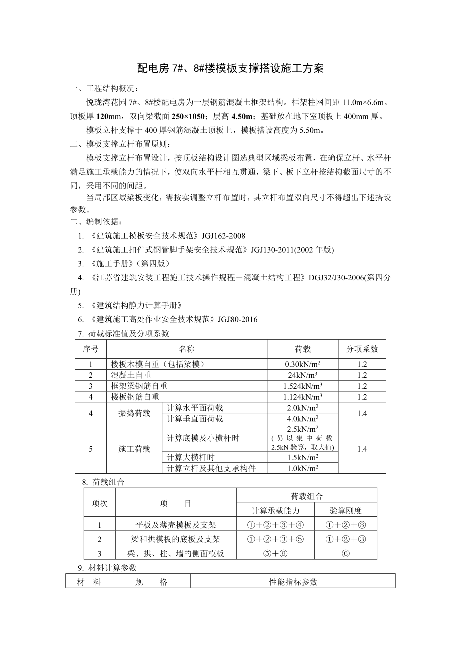 悦珑湾配电房模板支撑施工方案_第1页