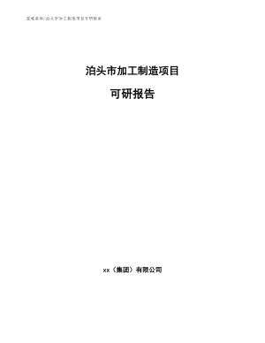 泊头市加工制造项目可研报告范文模板