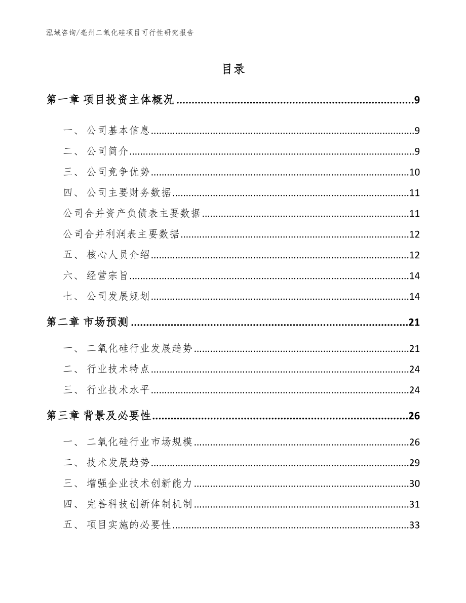 亳州二氧化硅项目可行性研究报告_范文模板_第1页