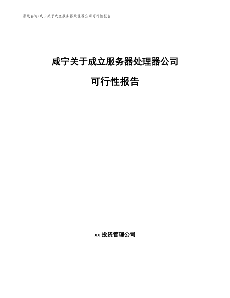 咸宁关于成立服务器处理器公司可行性报告_第1页