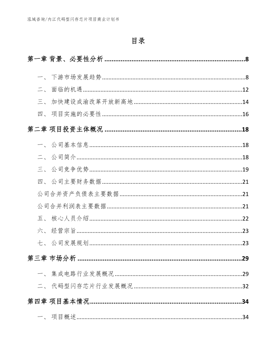 内江代码型闪存芯片项目商业计划书模板范文_第1页