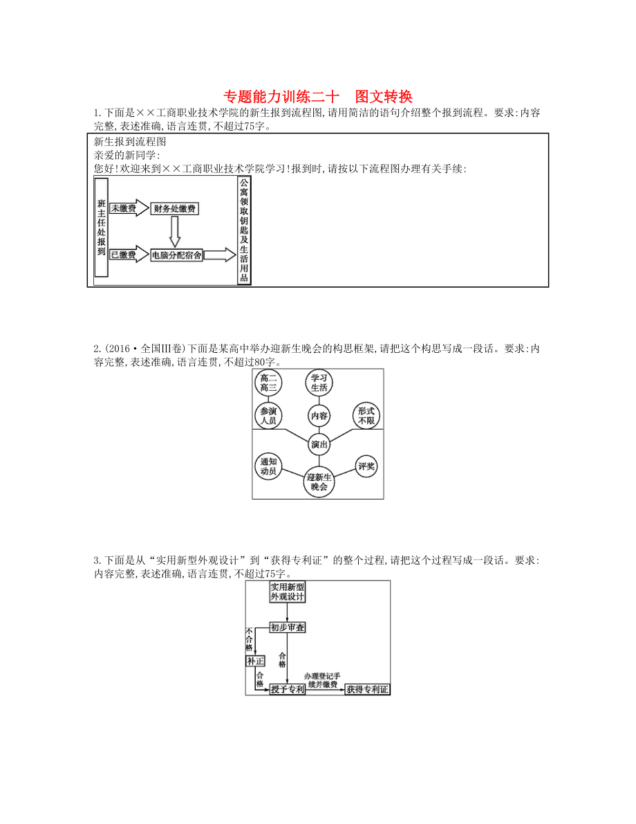 新课标届高三语文二轮复习专题八语言文字运用专题能力训练二十图文转换_第1页