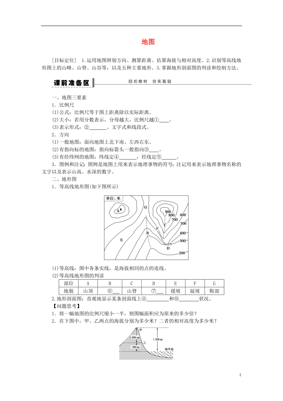 創(chuàng)新設(shè)計(jì)四川專用版高三地理一輪復(fù)習(xí) 第一單元 地圖學(xué)案 新人教版_第1頁