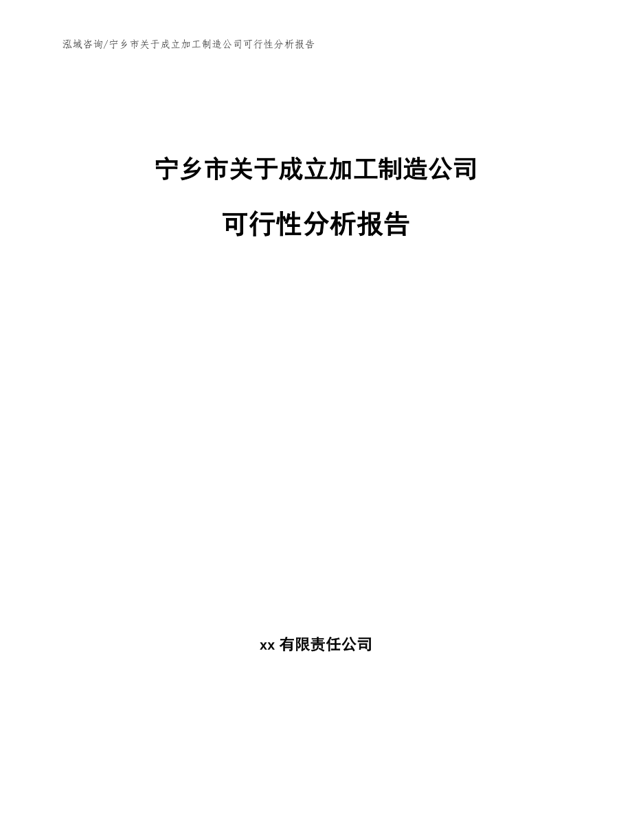 宁乡市关于成立加工制造公司可行性分析报告_第1页
