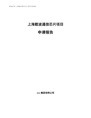 上海载波通信芯片项目申请报告