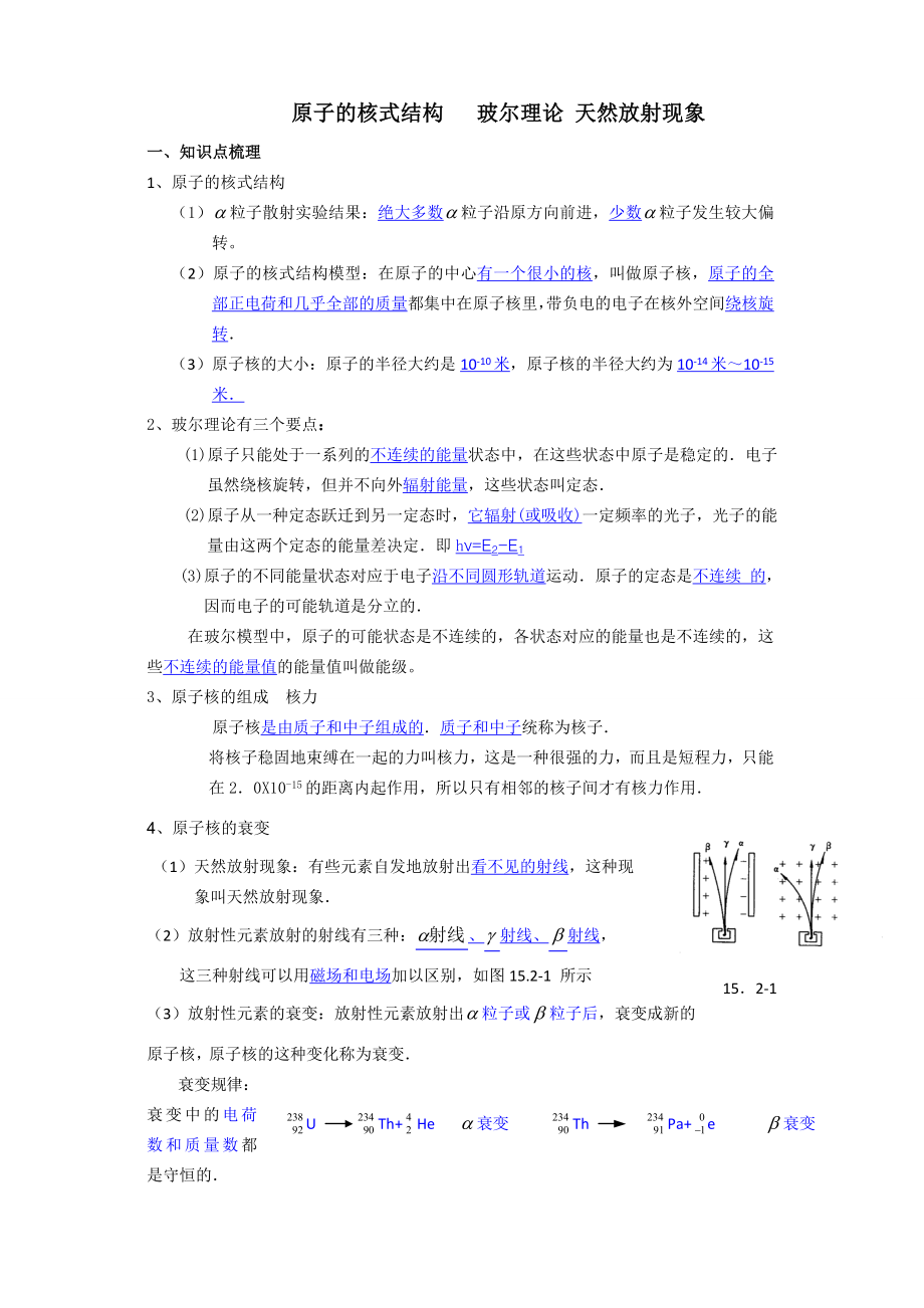 X3-5-2 原子的核式結(jié)構(gòu) 玻爾理論 天然放射現(xiàn)象_第1頁