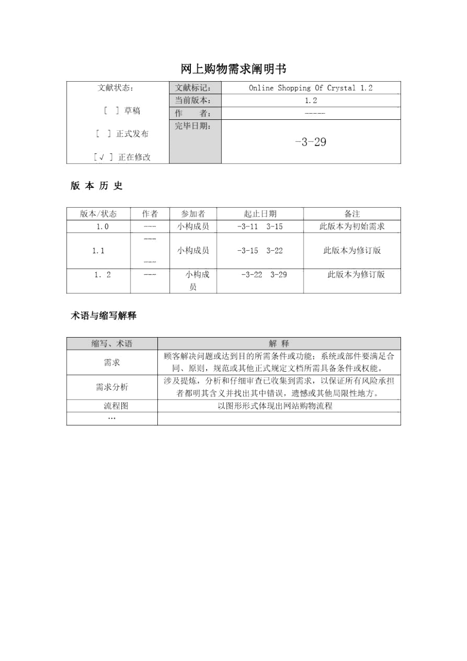 水晶阁网上购物商城项目需求说明书样本_第1页