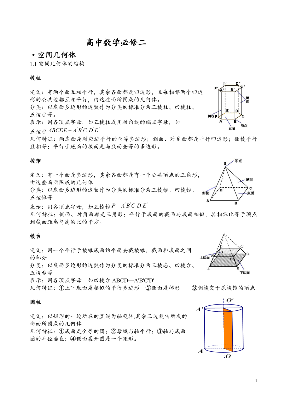 高中数学必修2知识点总结归纳整理共10页_第1页