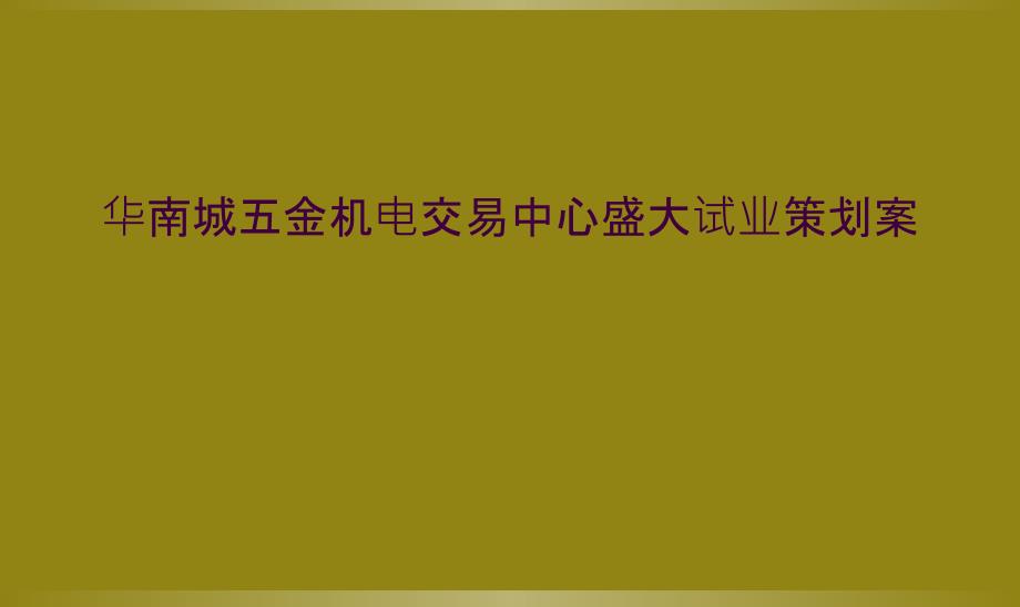 华南城五金机电交易中心盛大试业策划案_第1页