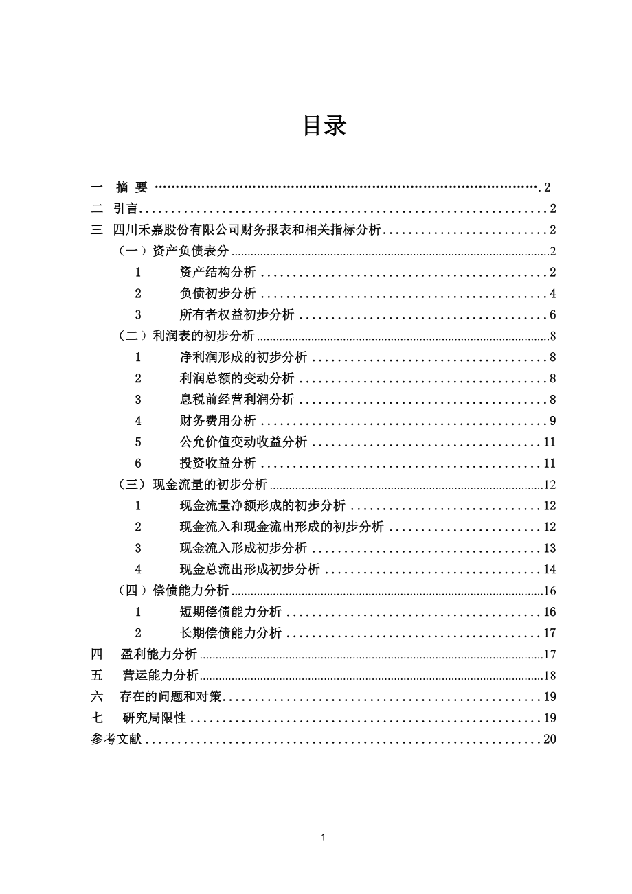 禾嘉股份有限公司财务报表分析_第1页