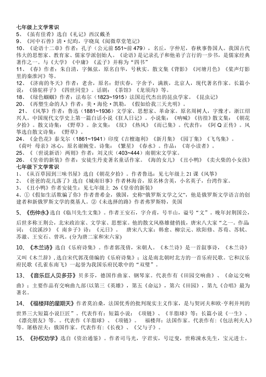 人教版初中语文文学常识(全)_第1页