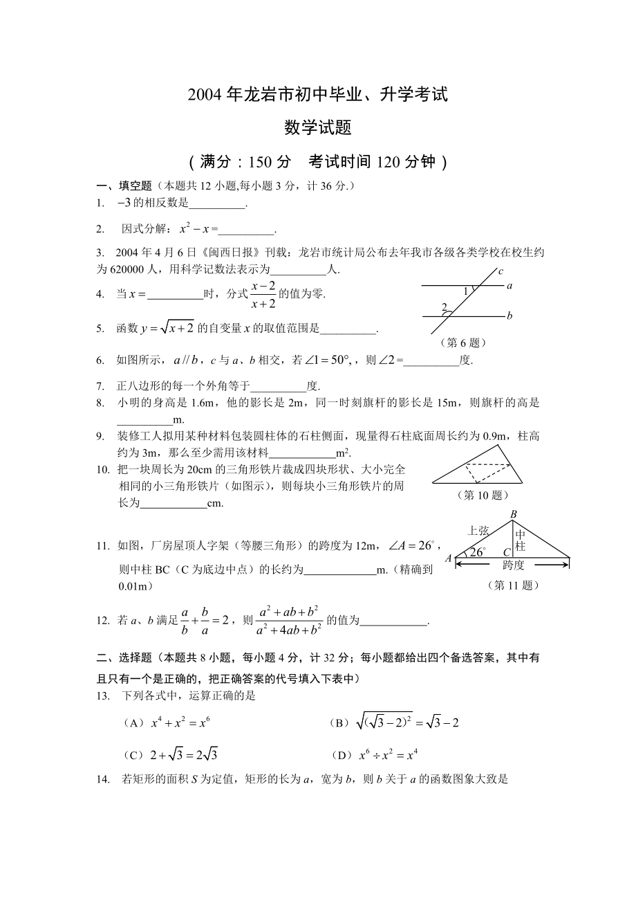 福建龙岩含答案_第1页