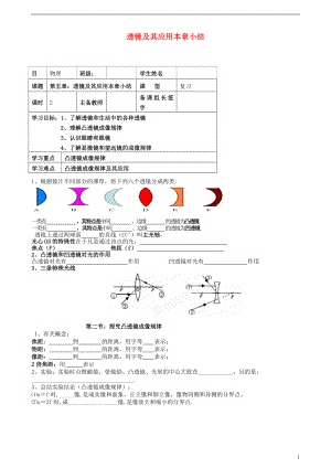 內(nèi)蒙古鄂爾多斯市杭錦旗城鎮(zhèn)中學(xué)八年級(jí)物理上冊 第五章透鏡及其應(yīng)用小結(jié)學(xué)案