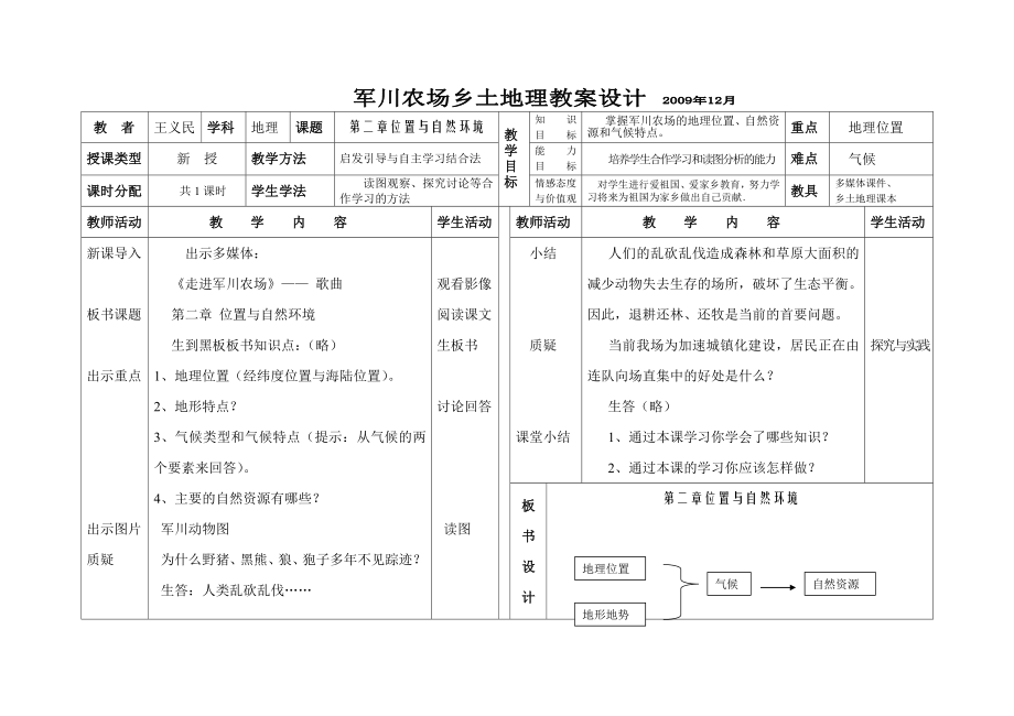 军川农场乡土地理教案_第1页