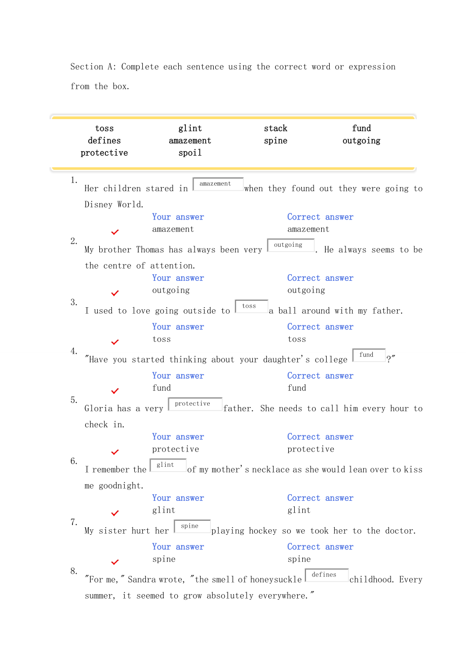 unit7新標(biāo)準(zhǔn)大學(xué)英語 視聽說 綜合教程 網(wǎng)上作業(yè) 答案_第1頁