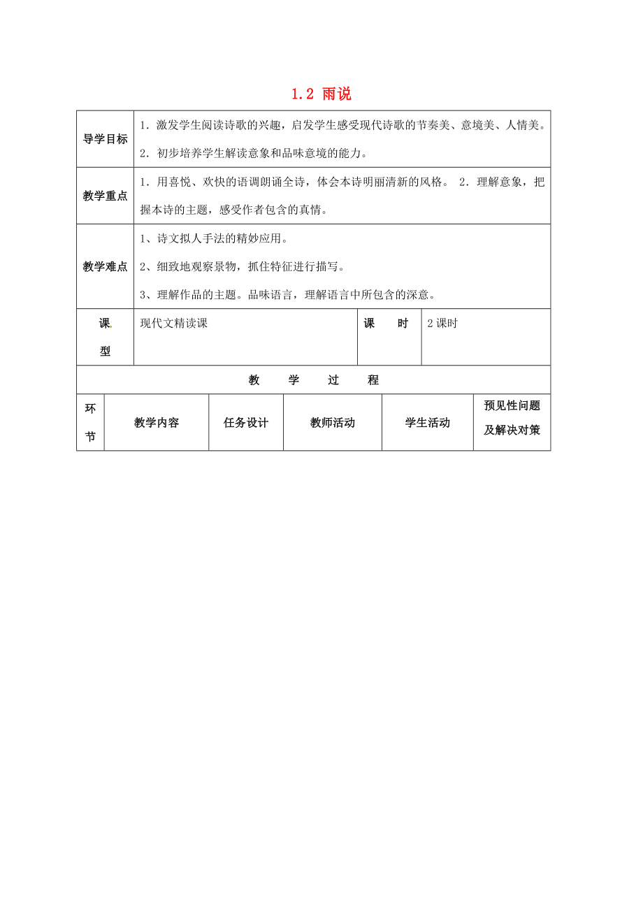 九年級(jí)語(yǔ)文上冊(cè)第1單元2雨說導(dǎo)學(xué)案新版新人教版新版新人教版初中九年級(jí)上冊(cè)語(yǔ)文學(xué)案_第1頁(yè)